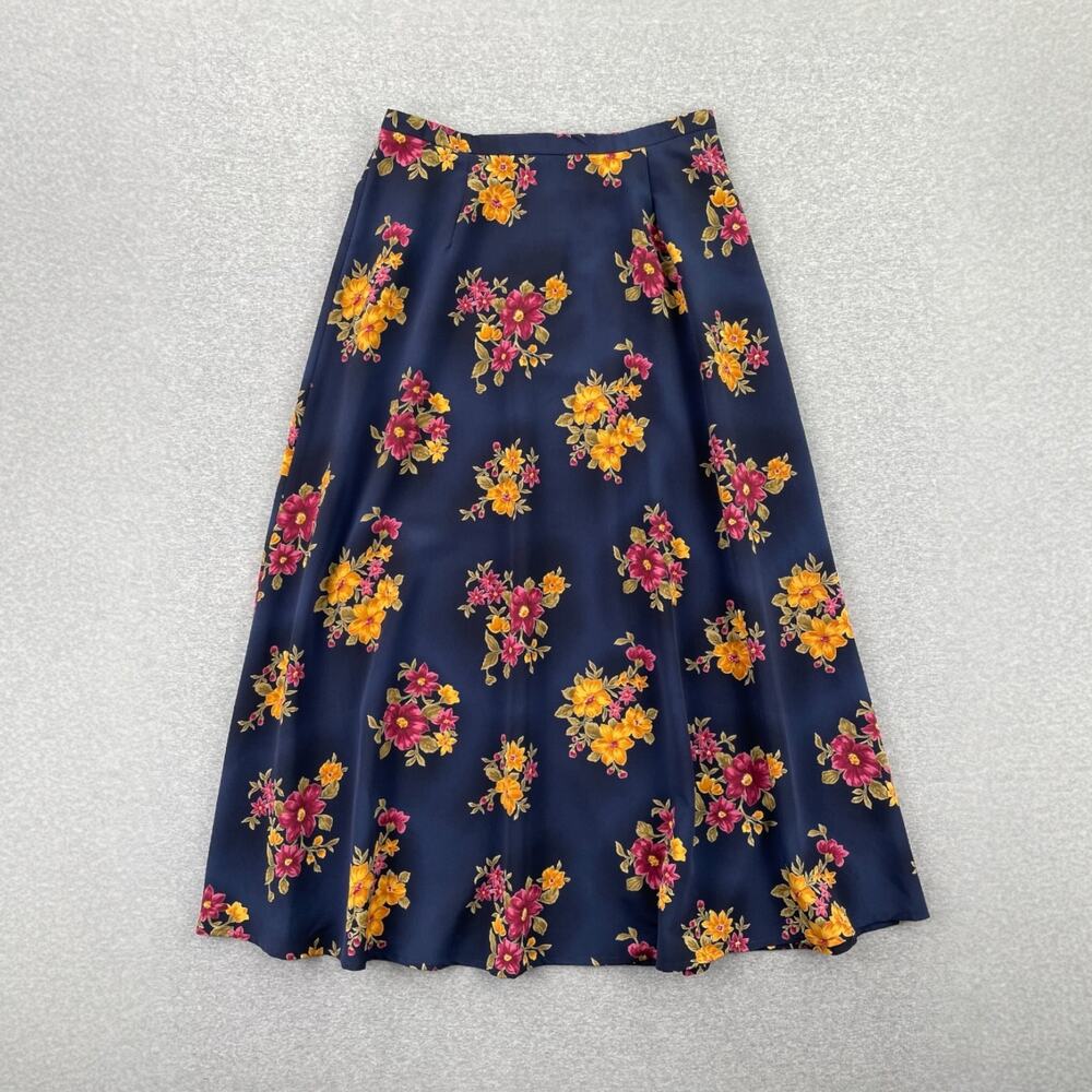 Y2K 90s VTG Liz Claiborne Floral Maxi Skirt 8P Blue Pink Cottagecore Fairy Boho